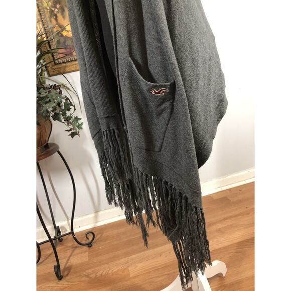 Hollister Cozy Baby Women Cardigan Sweater Gray Sleeveless Shawl Knit Y2K Boho - Picture 5 of 8